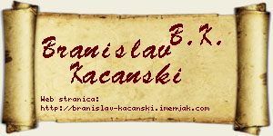 Branislav Kaćanski vizit kartica